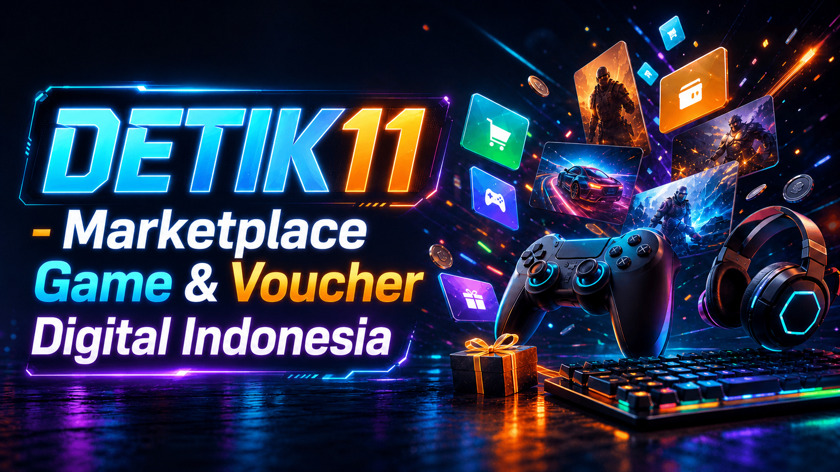 Ilustrasi marketplace game digital futuristik